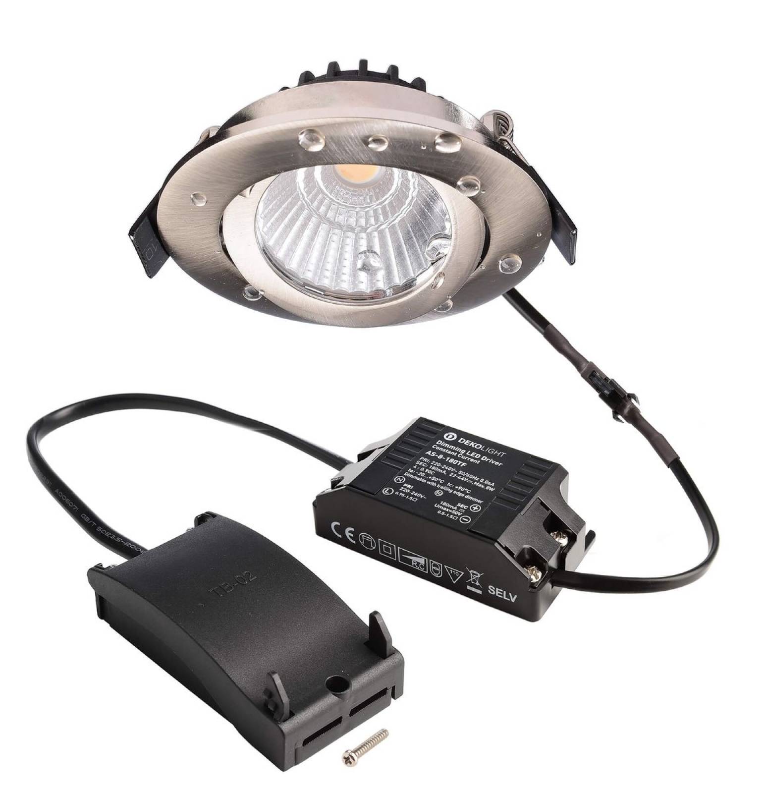 Deckeneinbauleuchte Dione IP44 DTW 1800-3000K 8,5W 480lm nickel