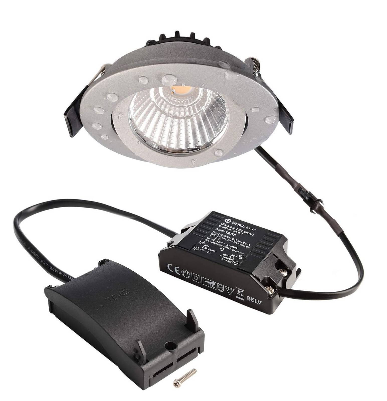 Deckeneinbauleuchte Dione IP44 DTW 1800-3000K 8,5W 480lm silber