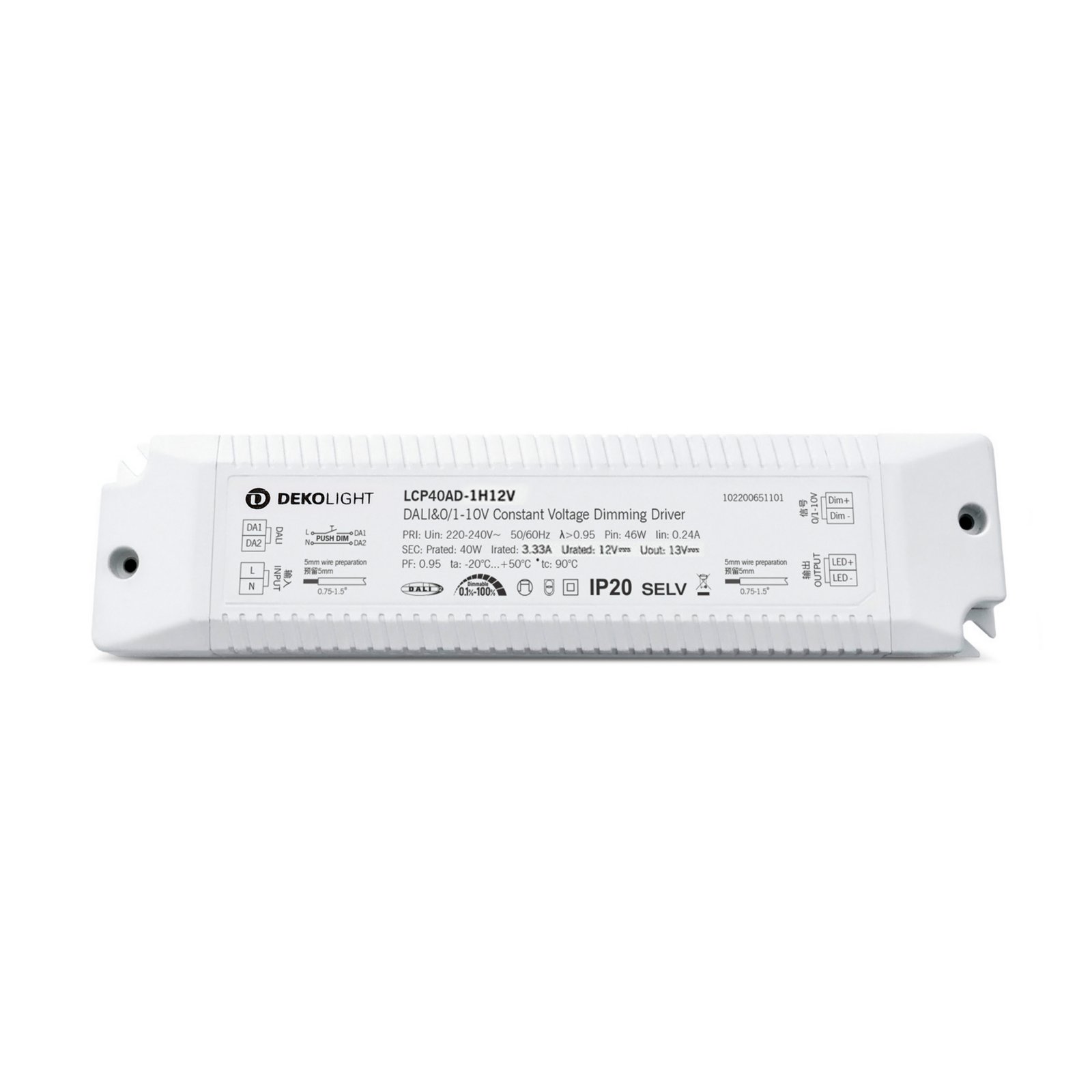 Deko-Light LED-Netzger�t, BASIC, DIM, CV, LCP40AD-1H12V, spannungskonstant, dimmbar: DALI-Bus nach I