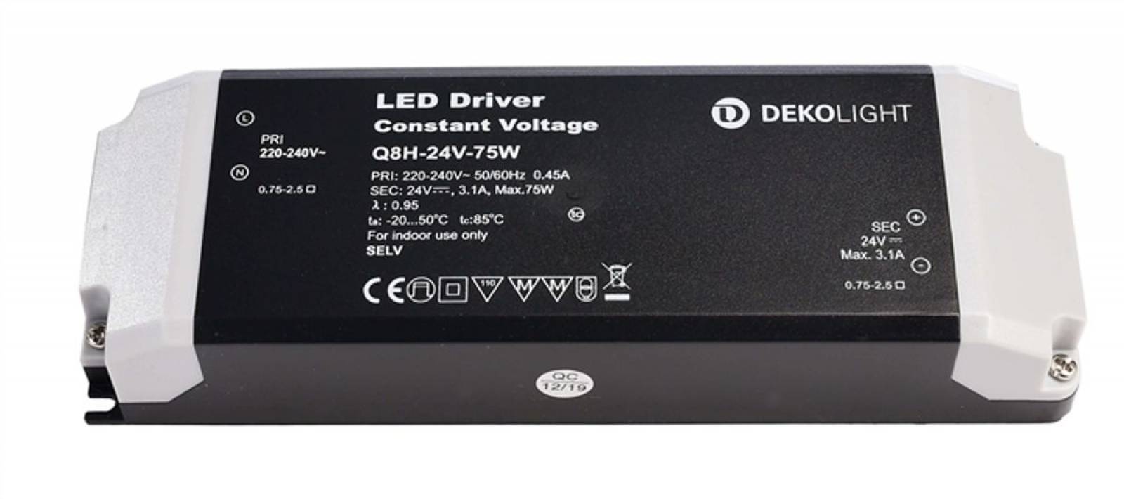 Deko-Light Netzger�t, BASIC, CV, Q8H-24-75W, 24V DC, 75W, 0-3100mA, 220-240V AC/50-60Hz, 