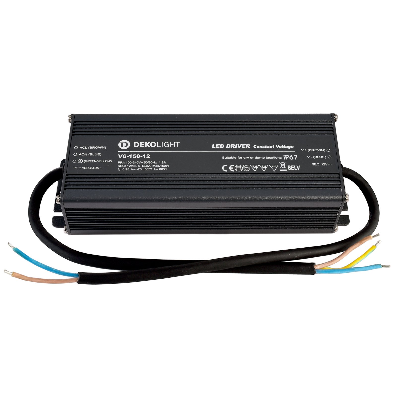 Deko-Light Netzger�t, IP67, CV, V6-150-12,, 12V DC, 150W, 1800 mA, 100-240V AC/50-60Hz, 