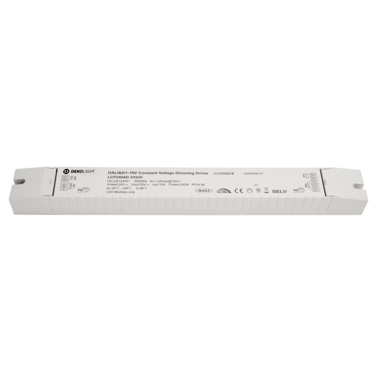Dimmbares DALI Netzger�t (CV, DC) BASIC, LCP, 24V, 240W, DALI 2.0 / DT6, 0-10V, 1-10V, Intelli Push-