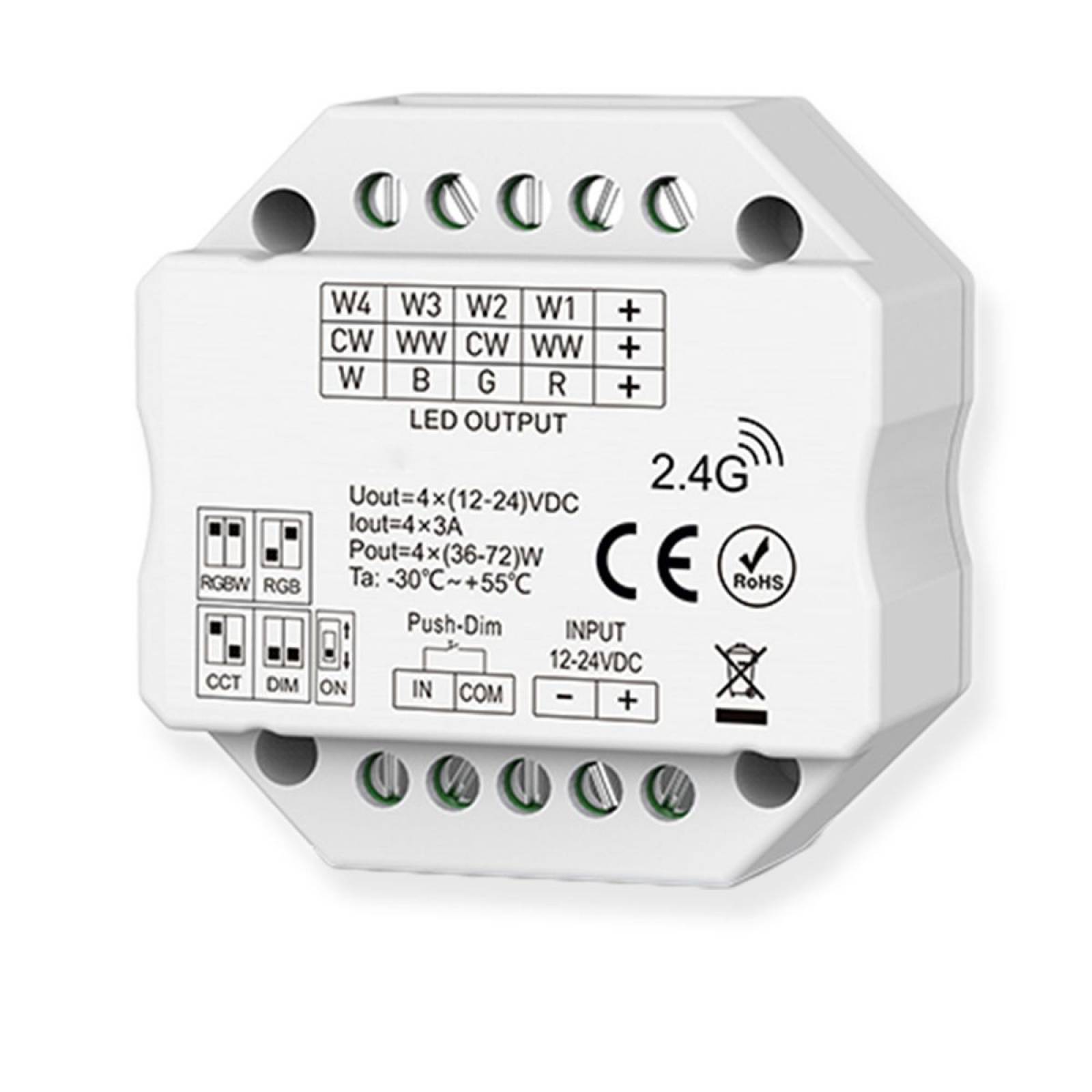 Dimmer Sys-Pro, Push/Funk PWM Mesh, 1-4 Kanal, 12-24V DC