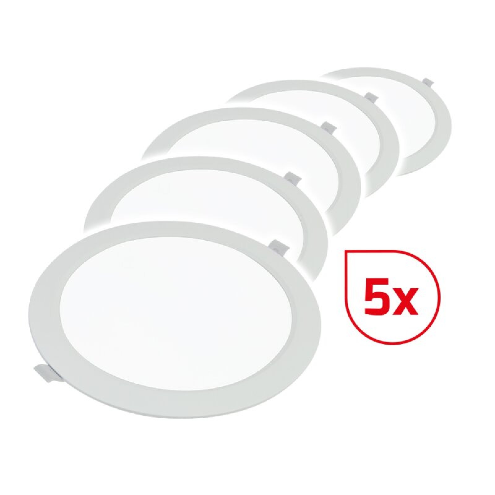 Downlight-Set 5 Stk, CIRCLEflat 6W inkl. Treiber