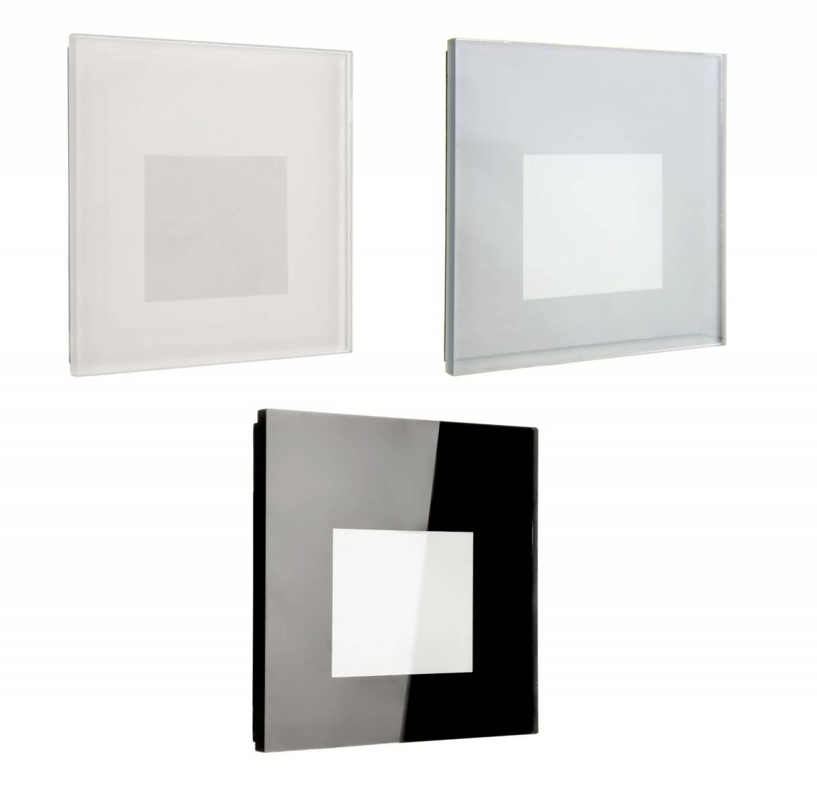 Eckige Abdeckung Glas f�r Alwaid II Wandeinbauleuchte 75x75mm, wei�/schwarz/alu