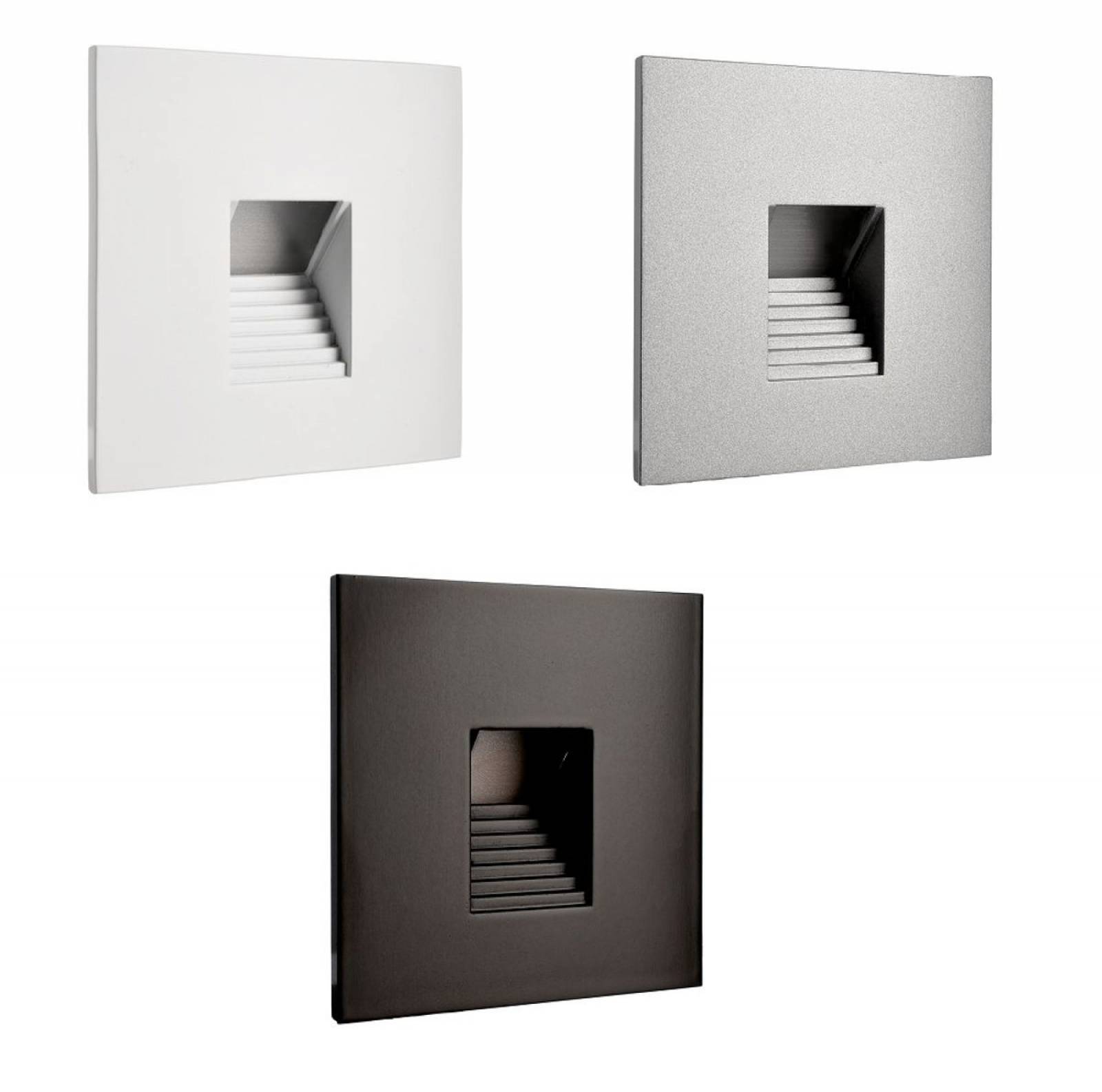 Eckige Abdeckung Stufe f�r Alwaid II Wandeinbauleuchte 75x75mm, wei�/schwarz/alu