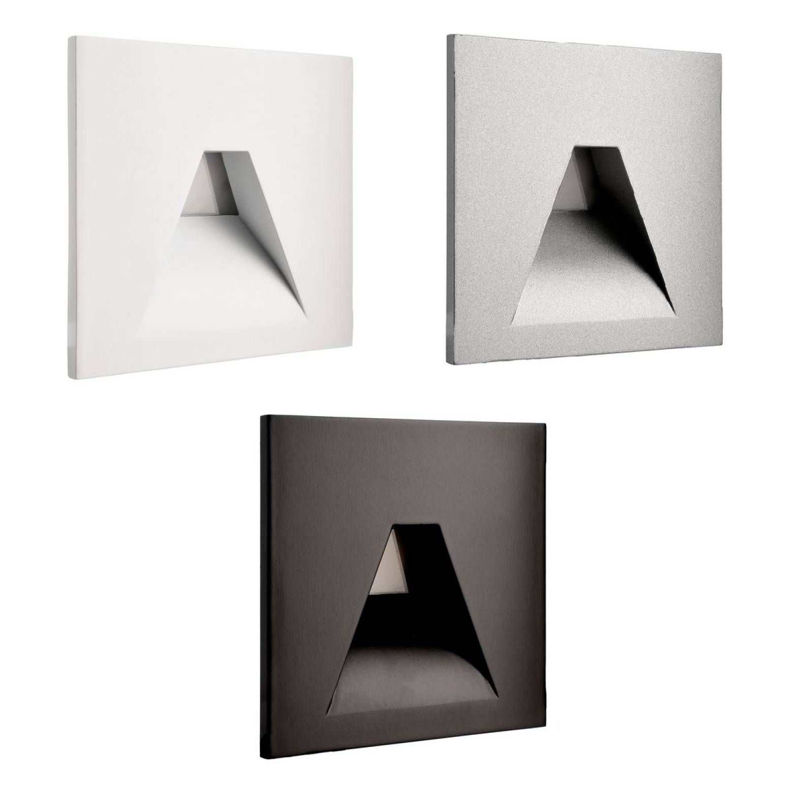 Eckige Abdeckung Trapez f�r Alwaid II Wandeinbauleuchte 75x75mm, wei�/schwarz/alu