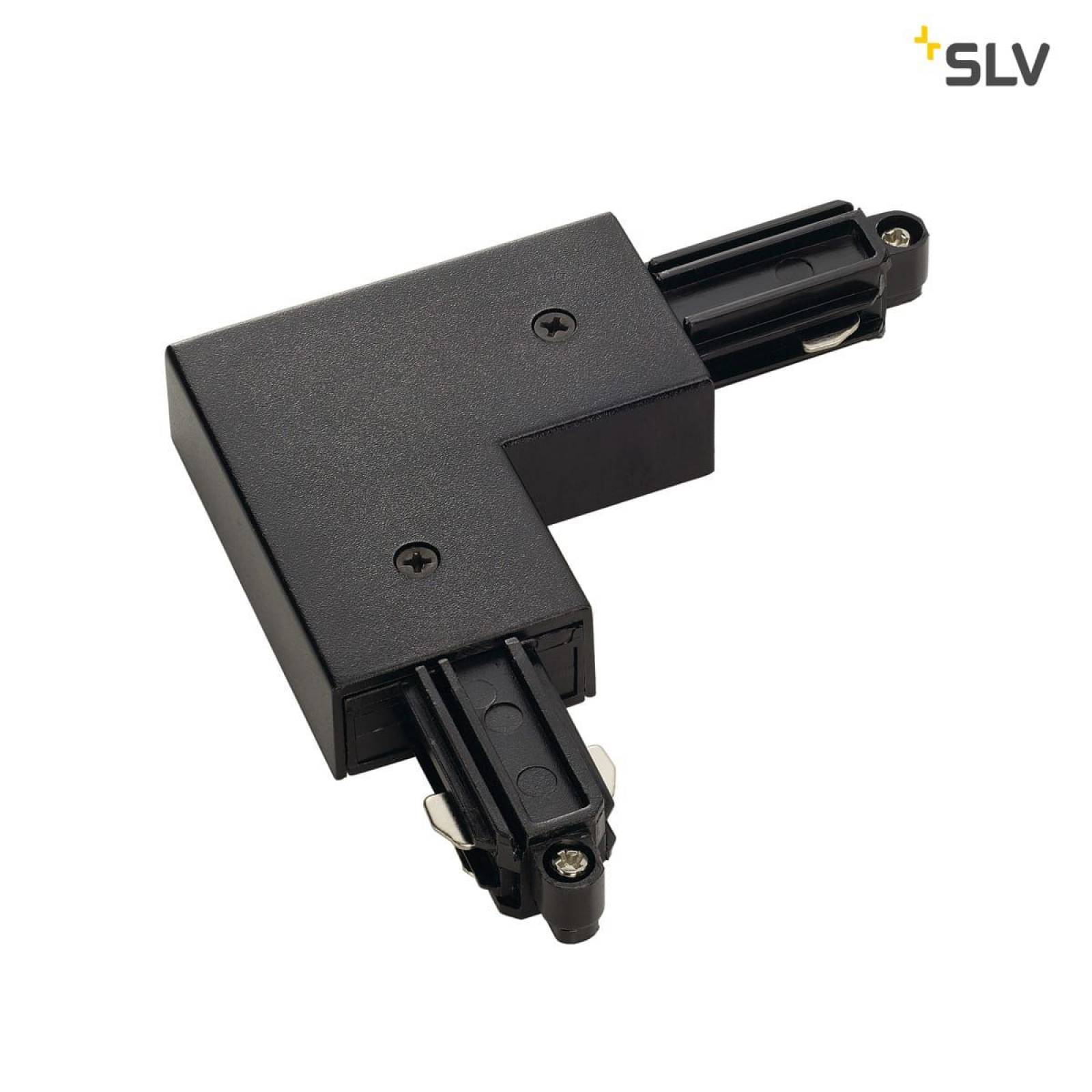 Eckverbinder f�r 1-Phasen HV-Stromschiene, Aufbauversion schwarz, Erde aussen/rechts
