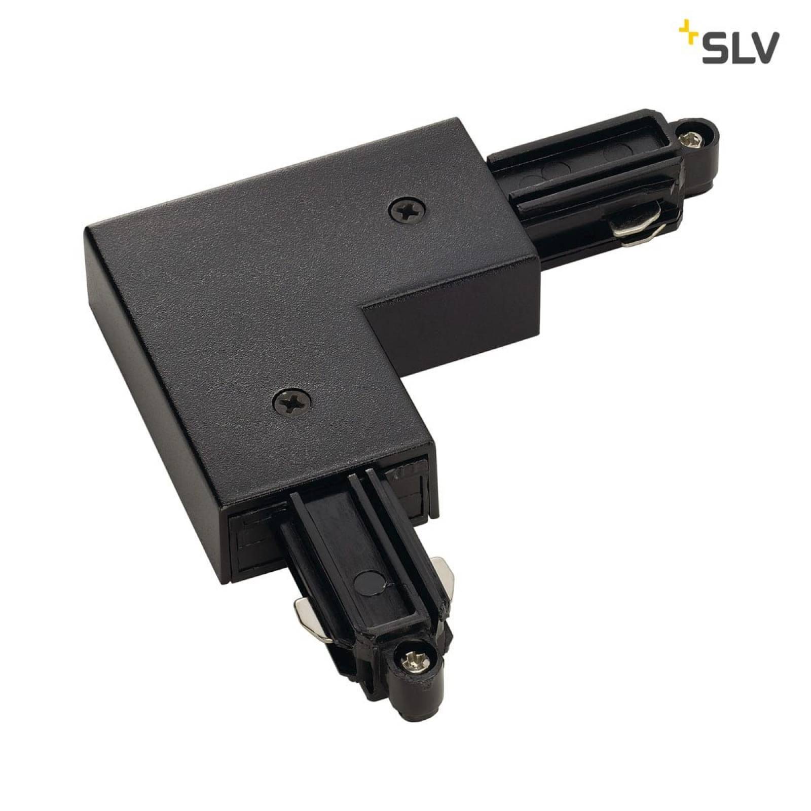 Eckverbinder f�r 1-Phasen HV-Stromschiene, Aufbauversion schwarz, Erde innen/links