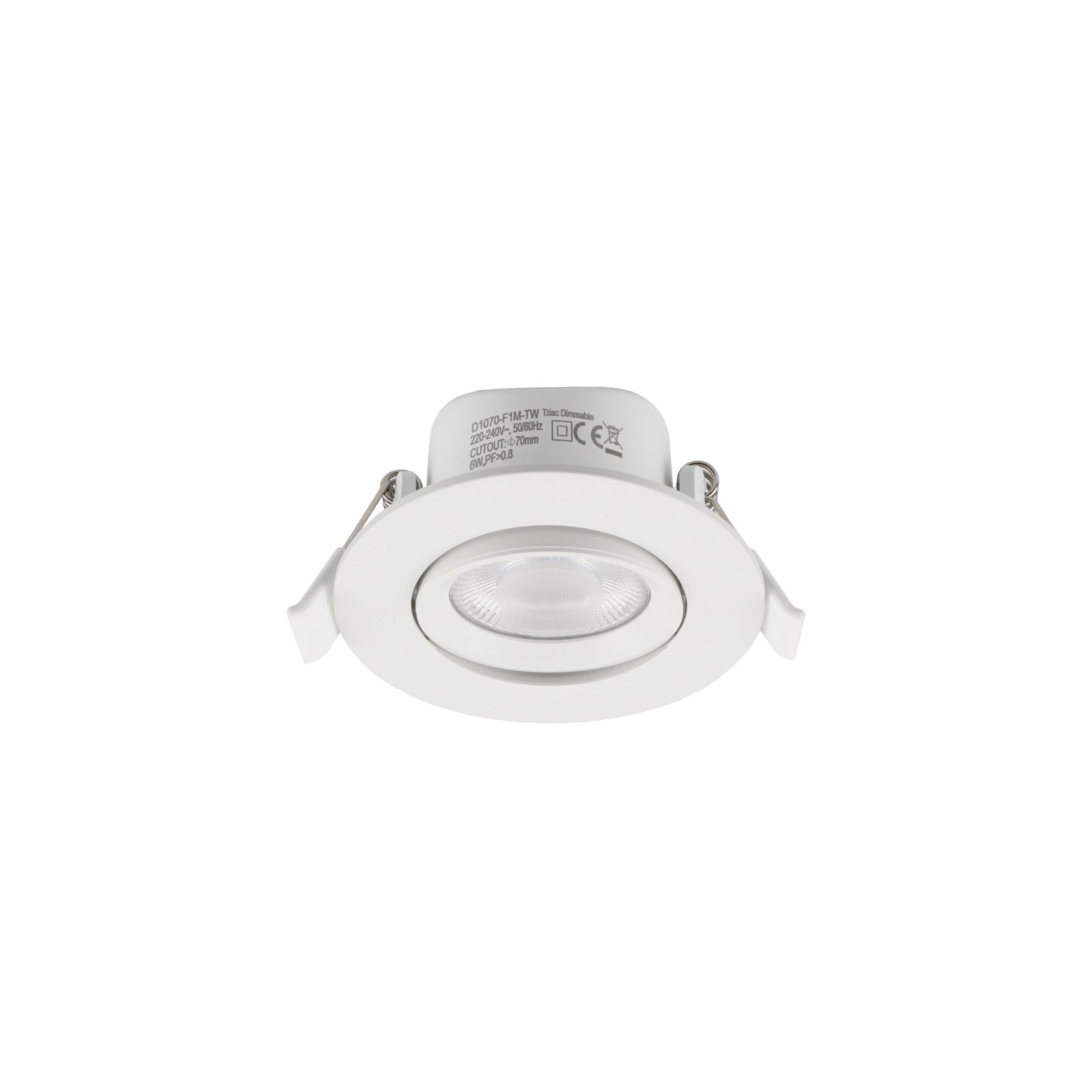 Einbaustrahler dimmbar Surtur Tilt �68, 6W, Dim-to-warm 1800-2700K, Wei�, 230lm