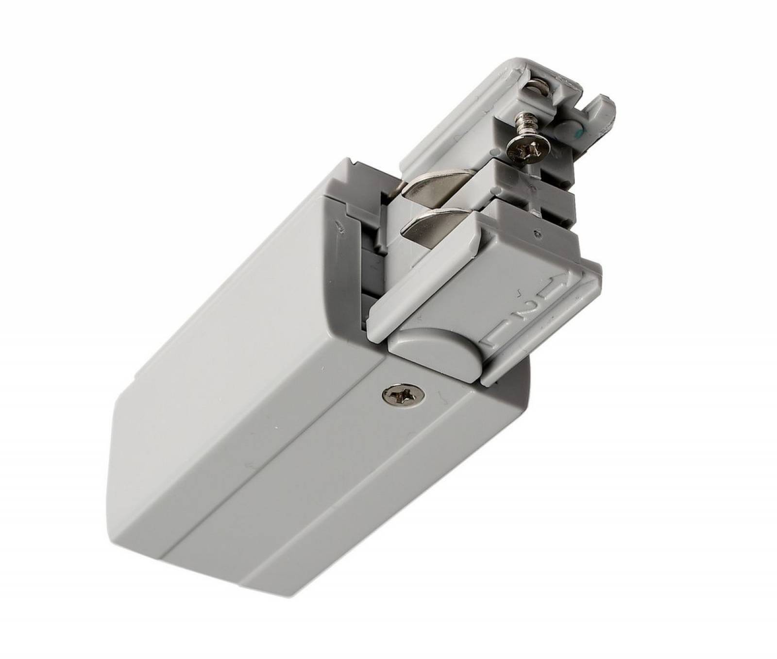 Elektrischer Einspeiser links f�r 3-Phasen Schienensystem D Line 230V, grau