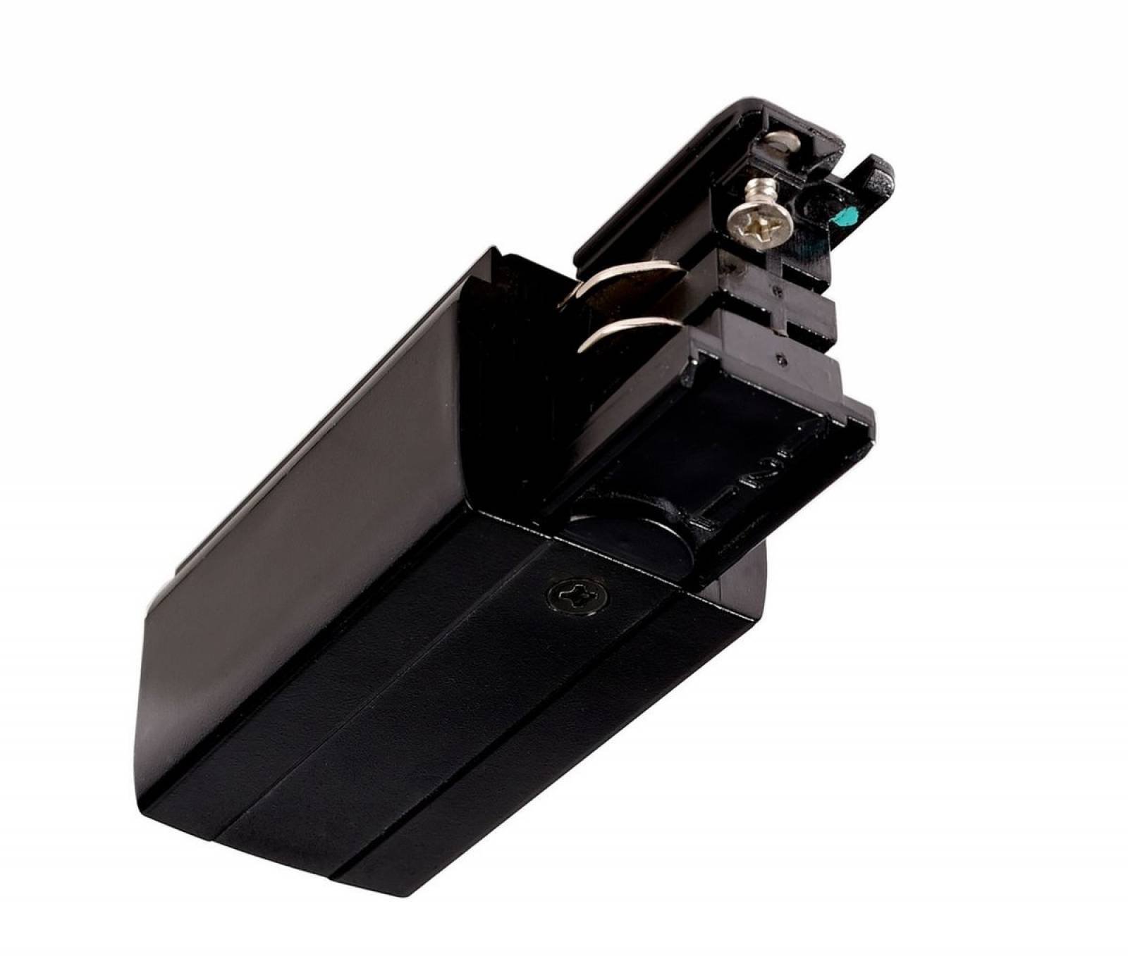 Elektrischer Einspeiser links f�r 3-Phasen Schienensystem D Line 230V, schwarz