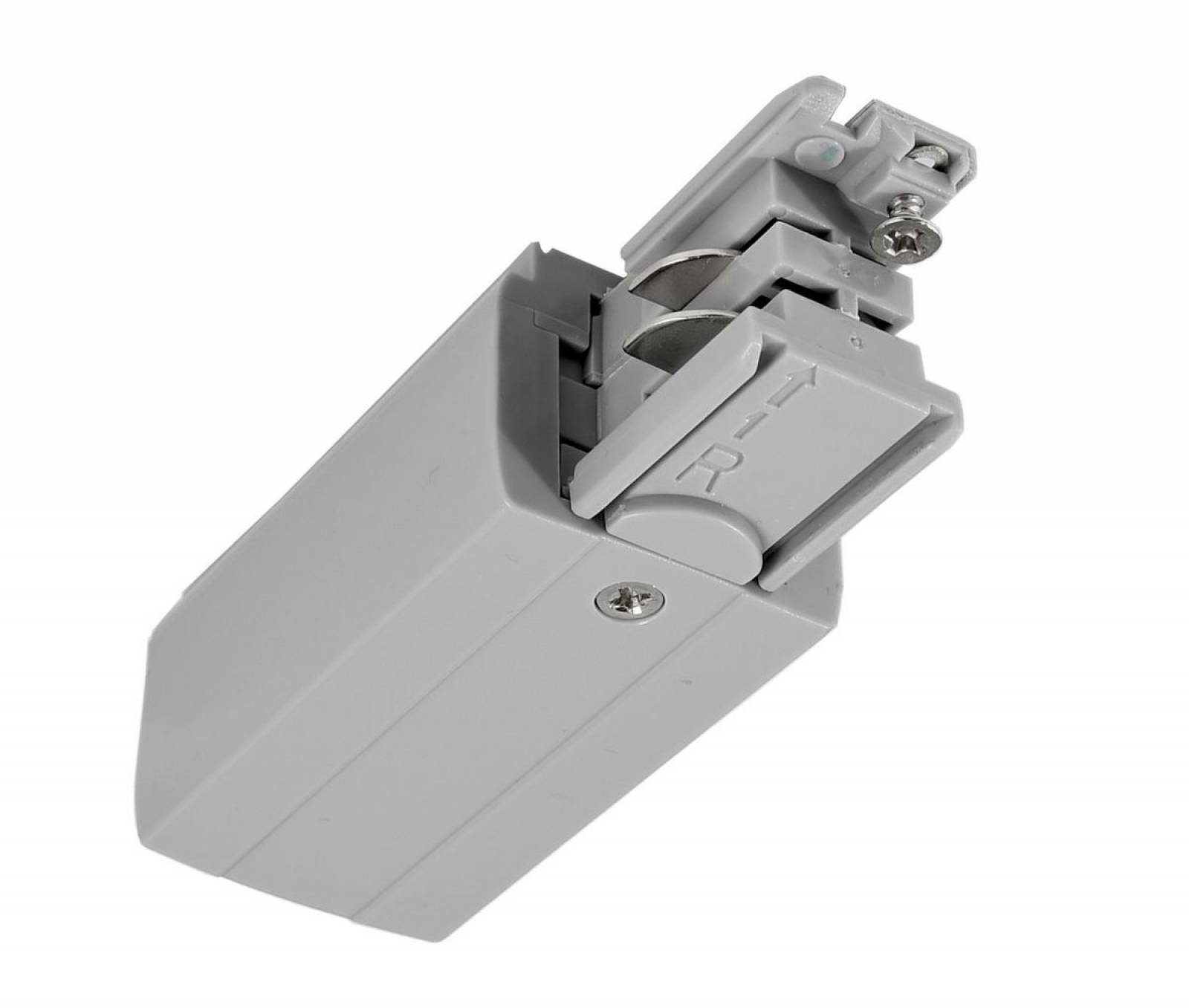Elektrischer Einspeiser rechts f�r 3-Phasen Schienensystem D Line 230V, grau