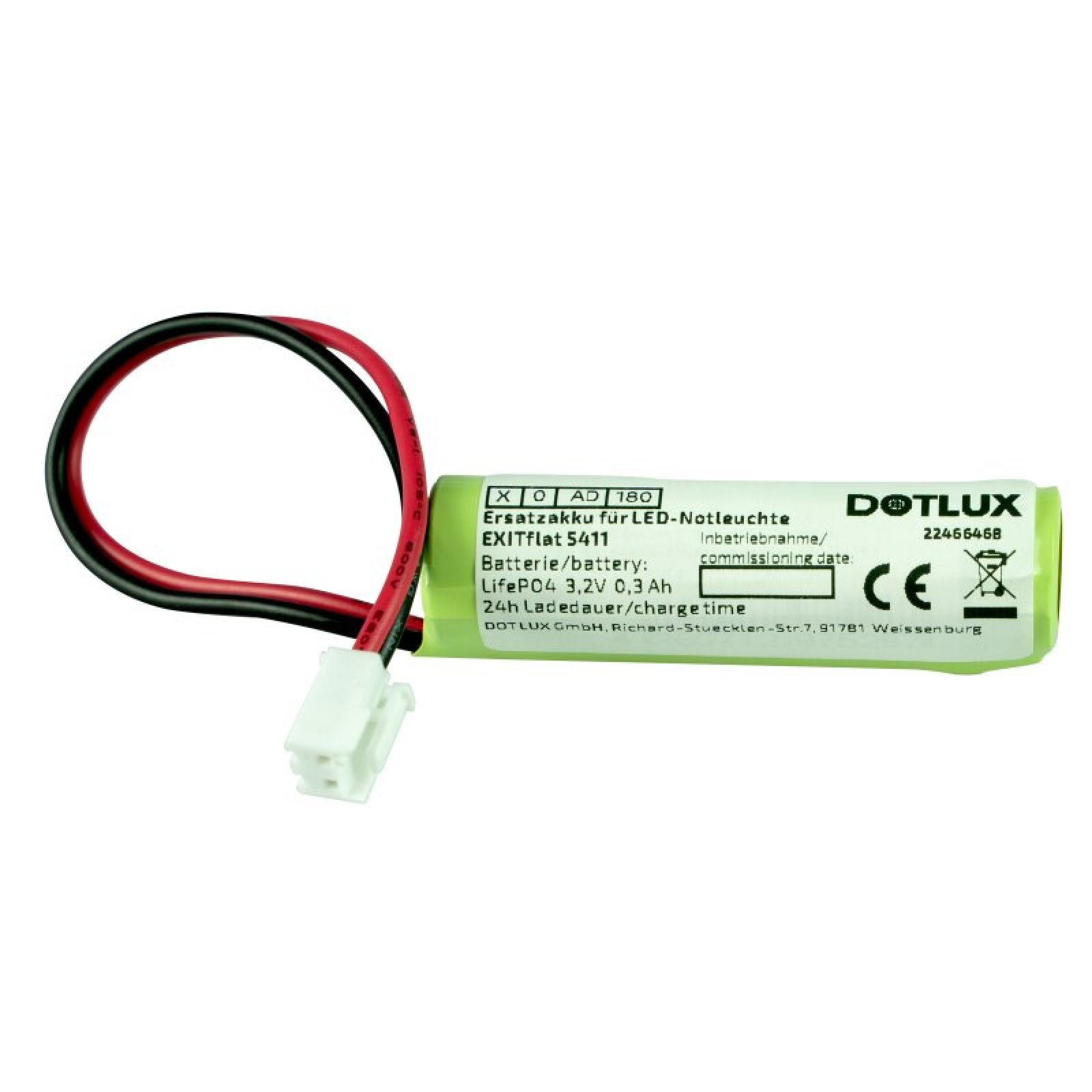 Ersatzakku LiFePO4, 3,2V/1500mAh, f�r  DOTLUX Notleuchte EXITflat (DT5406)