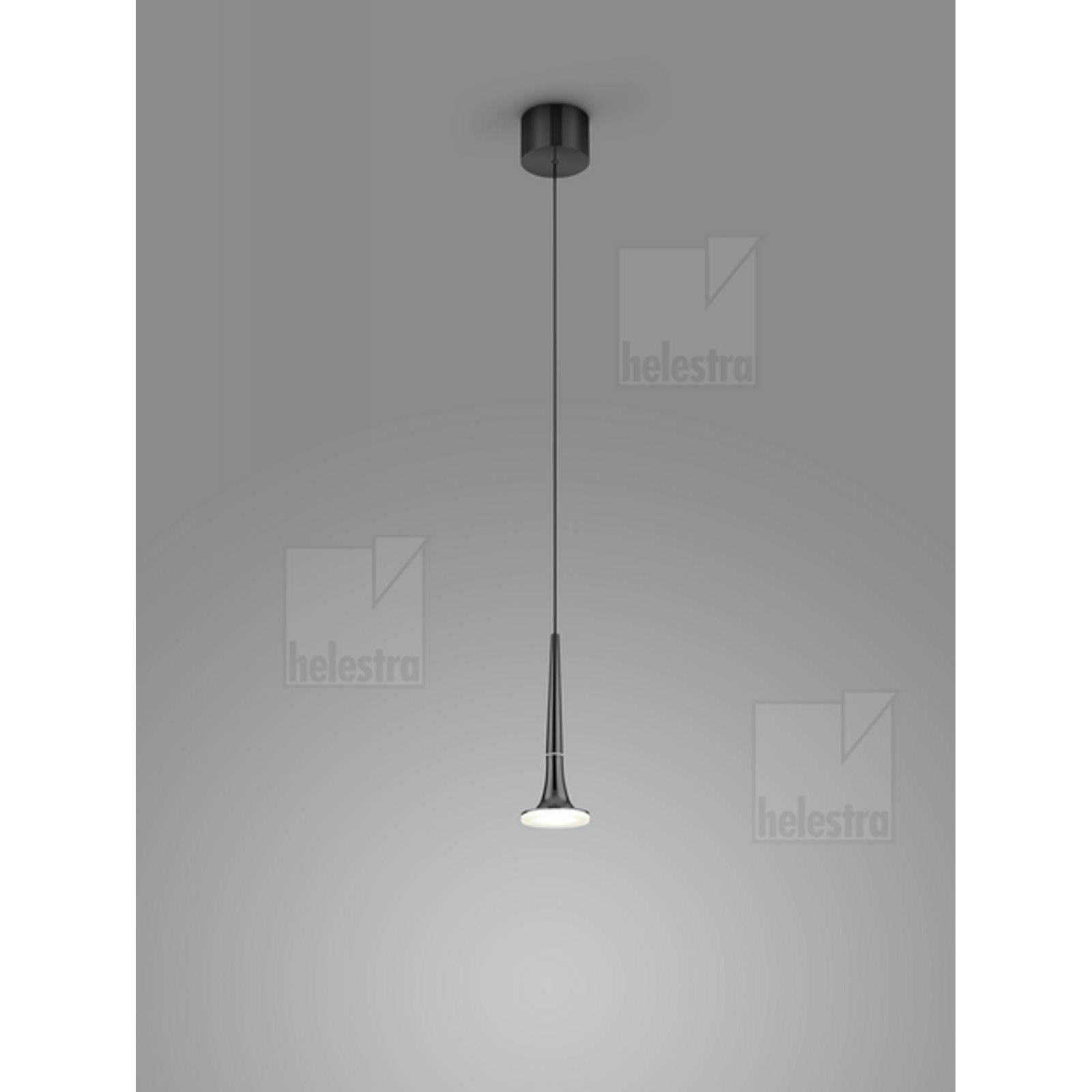 FLUTE LED Pendelleuchte schwarz-chrom 8W, Glasschirm optional, 2800K, dimmbar