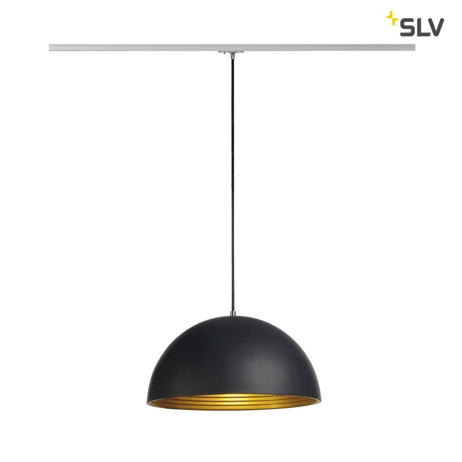 FORCHINI M Pendelleuchte, 40cm, rund, schwarz/gold, E27, inkl. silbernem 1 Phasen-Adapter
