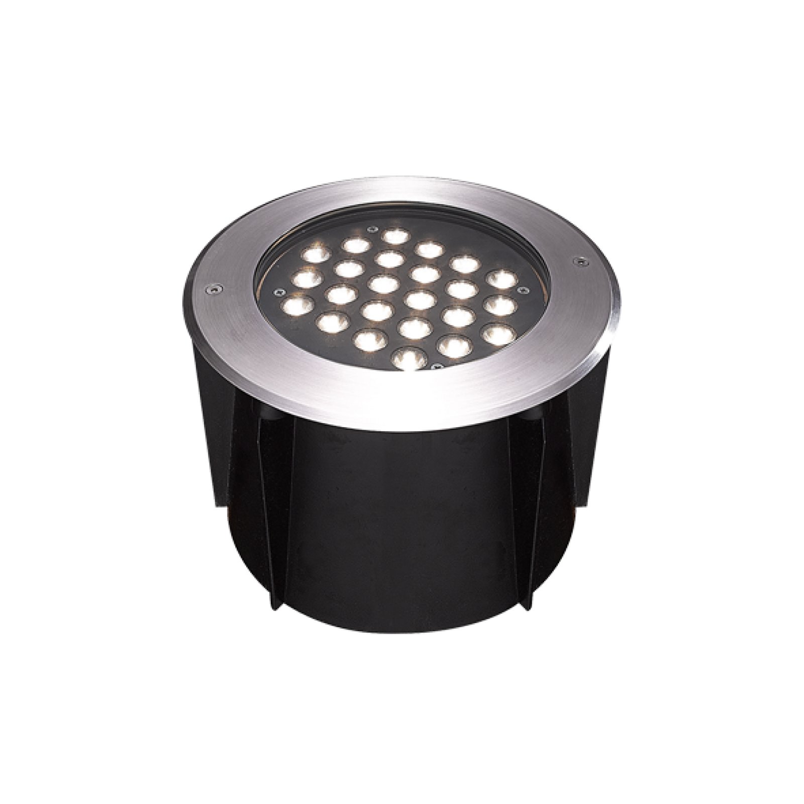 Gro�e LED Bodeneinbauleuchte rund 240mm, �berfahrbar, Edelstahl, 24x1W 3000K