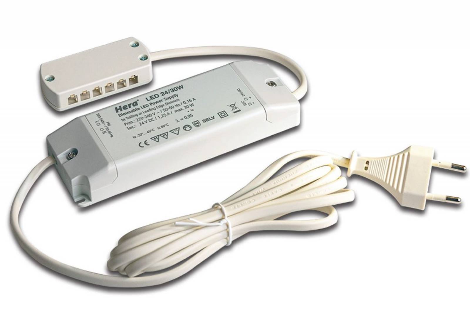 HERA Trafo LED 24 30W dimmbar DC 24V mit 12-fach Verteiler