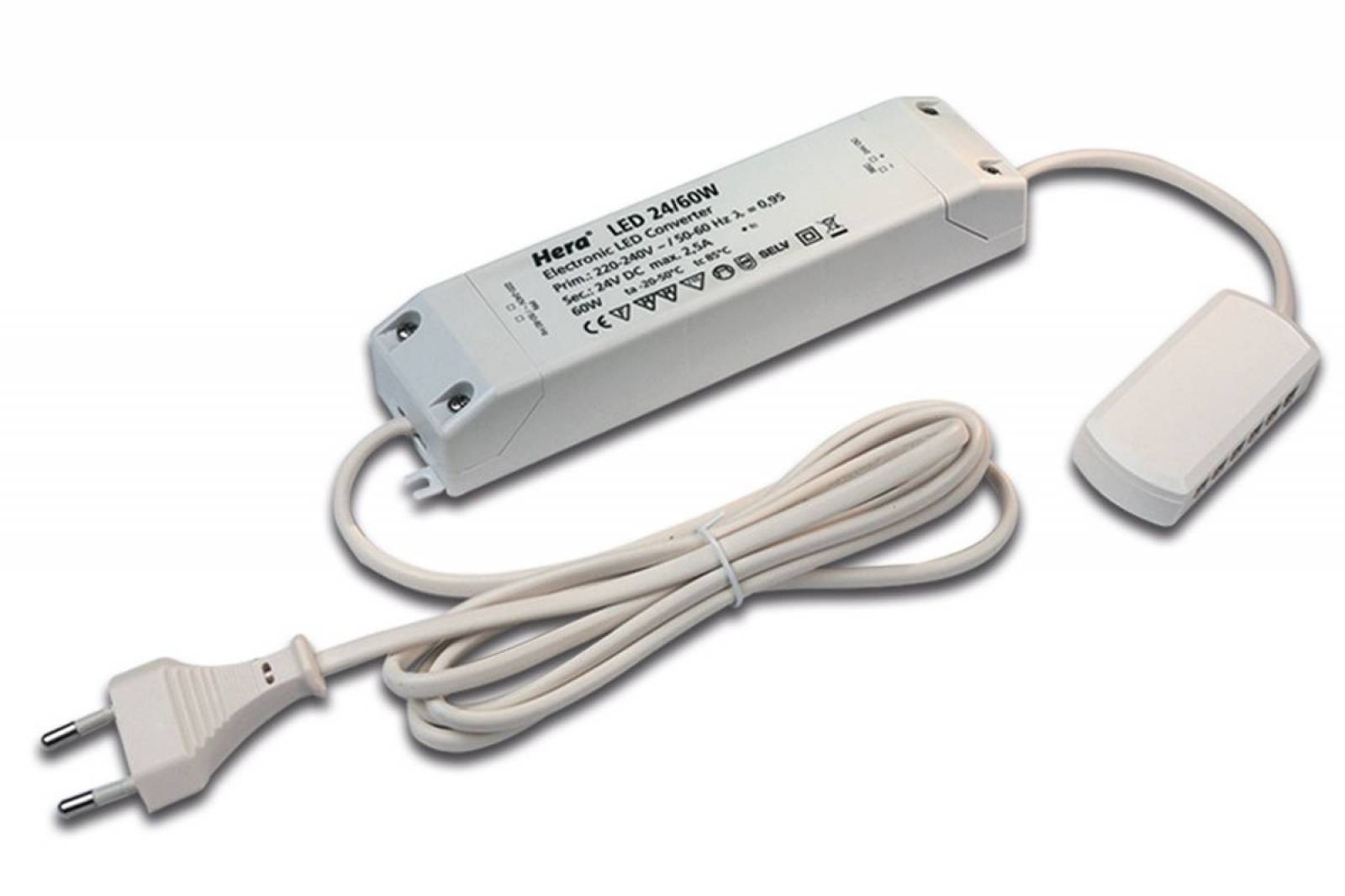 HERA Trafo LED 24 60W DC 24V mit 12-fach Verteiler