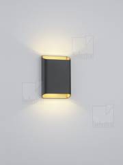 TOCO Wandleuchte Up & Down 12W, IP54, schwarz-gold, warmwei�, dimmbar