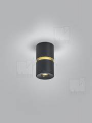 ROK Deckenleuchte schwarz-gold 10W dimmbar, 2700K, verstellbar 20-60�, �80mm