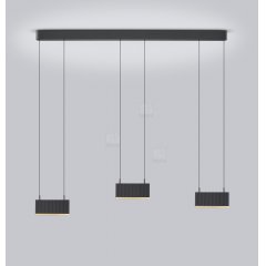 KOBE Pendelleuchte 3-fach Up & Down Plissee-Optik, 42W dim, schwarz-gold