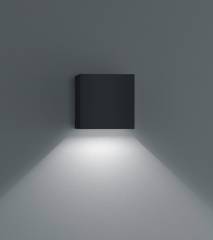 SIRI44 Wandleuchte LED 7W schwarz, 10x10cm IP54 3000K, verstellbarer Lichtaustritt
