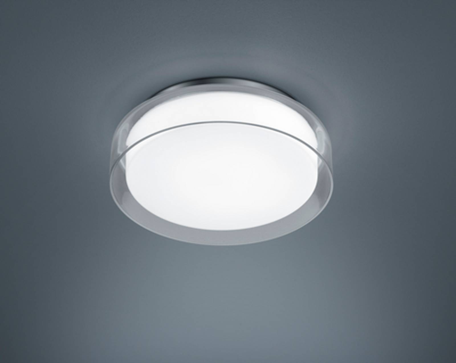 Helestra OLVI Deckenleuchte IP44 chrom, Glas klar, � 30cm 840lm 2900K 12W