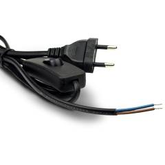 Anschlussleitung mit Flachstecker und Schalter, schwarz, 1,5m