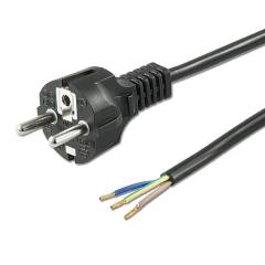 PVC-Anschlussleitung mit Schutzkontakt-Stecker schwarz, 1,5m L�nge, Kabelenden mit Adernh�lsen