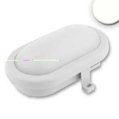 LED Kellerleuchte, Ovalarmatur, inkl. HF-Bewegungssensor 10W, IP54, neutralwei�, Geh�use PC wei�