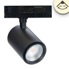 LED 3-Phasen Schienen-Strahler fokussierbar 20�-70�, 42W,  4300lm, schwarz, 3000K, CRI/Ra92