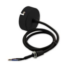 Deckenbaldachin rund 60mm, schwarz inkl. 2-pol. Stoffkabel 1,5m