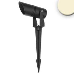 LED Gartenstrahler, rund, Aluminium, schwarz, 12-24V, IP65, 6W, 30�, 3000K, inkl. Erdspie�