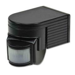 PIR Bewegungsmelder schwarz, 230V, max. 4A, 180� max. 10m Detektionsradius, IP44, Aufputzmontage