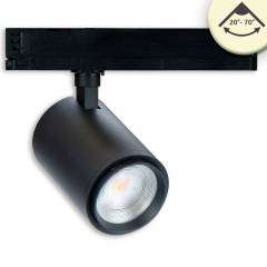 LED 3-Phasen-Strahler 42W, fokussierbar 20�-70�, schwarz matt, 3000K, 4450lm, CRI/Ra90, DALI dimmbar