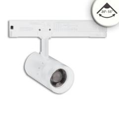 LED 3-Phasen-Strahler 12W, fokussierbar 20�-55�, wei� matt, 4000K, 970lm, CRI/Ra90, DALI dimmbar