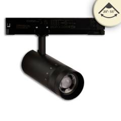 LED 3-Phasen-Strahler 24W, fokussierbar 20�-55�, schwarz matt, 3000K, 2120lm, CRI/Ra90, DALI dimmbar