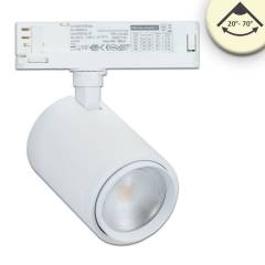 LED 3-Phasen Schienen-Strahler fokussierbar 20�-70�, 42W,  4450lm, wei�, 3000K, CRI/Ra92, dimmbar