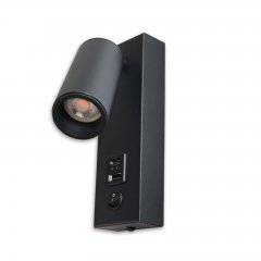 Schwarze Leseleuchte, LED 4,5W, mit Ladem�glichkeit �ber USB-A und USB-C, 3000K warmwei�