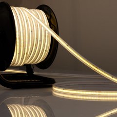 230V LED Streifen COB auf Kabeltrommel 15m/25m, IP67, 12W/m einfarbig