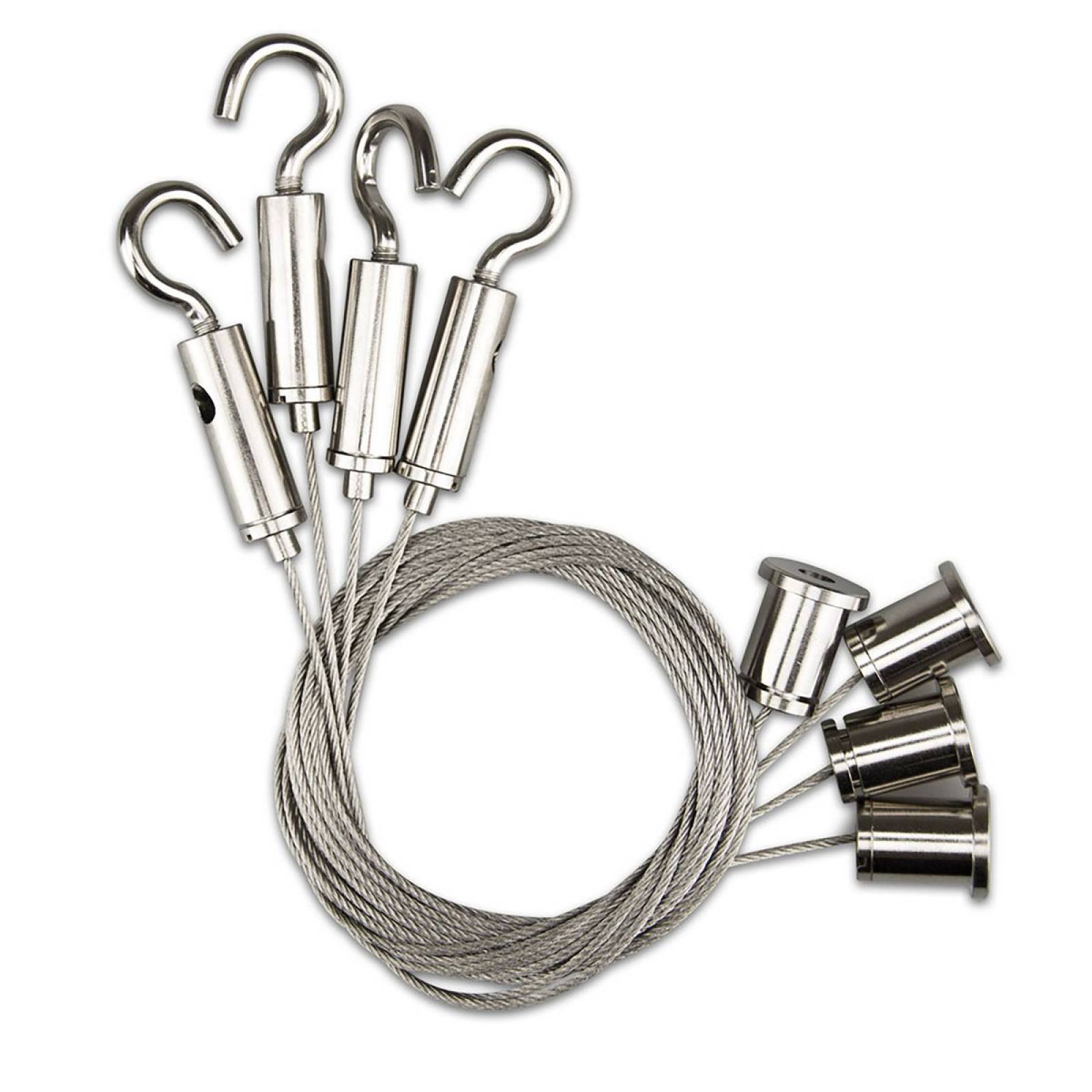 ISOLED 4er Set Deckenbaldachin mit Karabiner f�r Panels, chrom