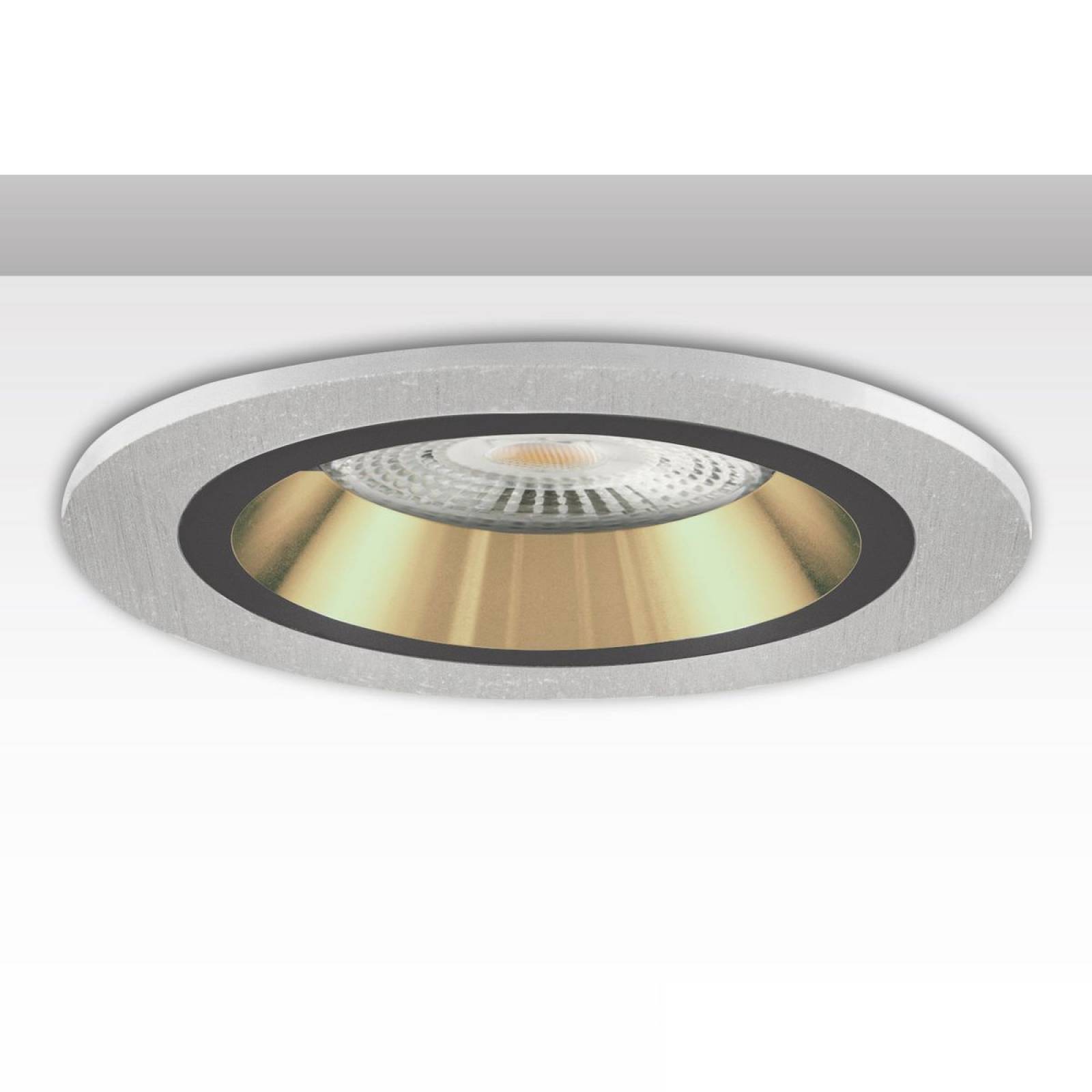 ISOLED Einbaurahmen f. Downlight Kombi f�r GU10/MR16, Alu geb�rstet und schwarz-gold