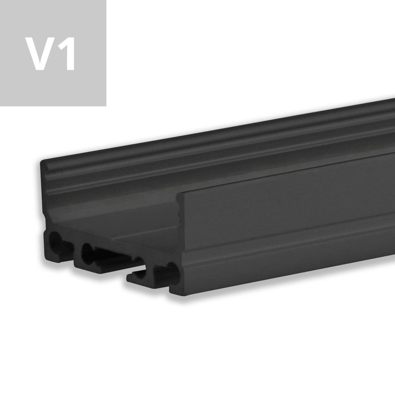 ISOLED LED-Aufbauprofil SURF20 FLAT Schwarz, 200cm, F�r max. 24mm LED-Steifen