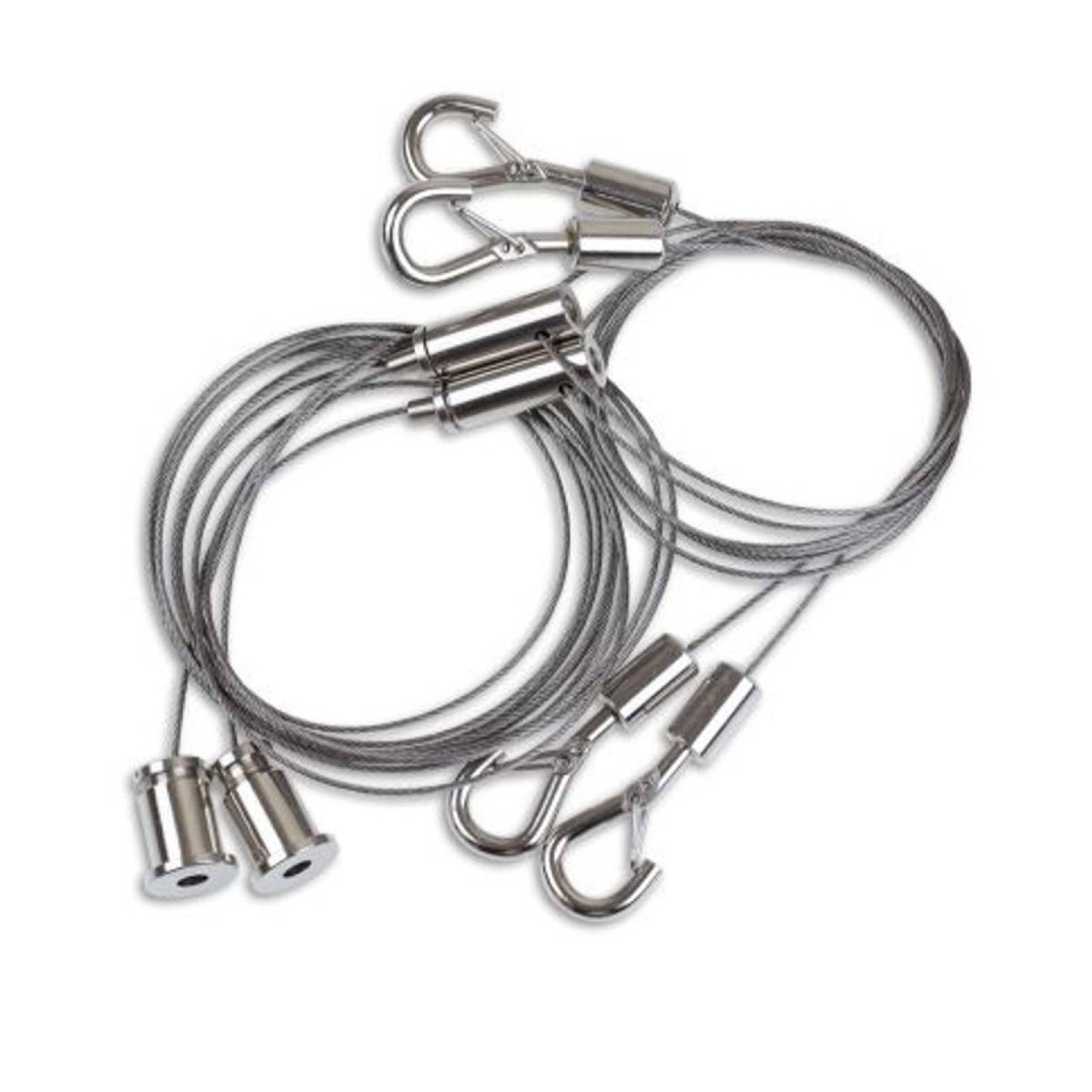 ISOLED Y-Seilabh�ngung (2 Stk) mit Karabiner, Klapp�sen und Rutschklemme inkl. Stahlseil 1,5m