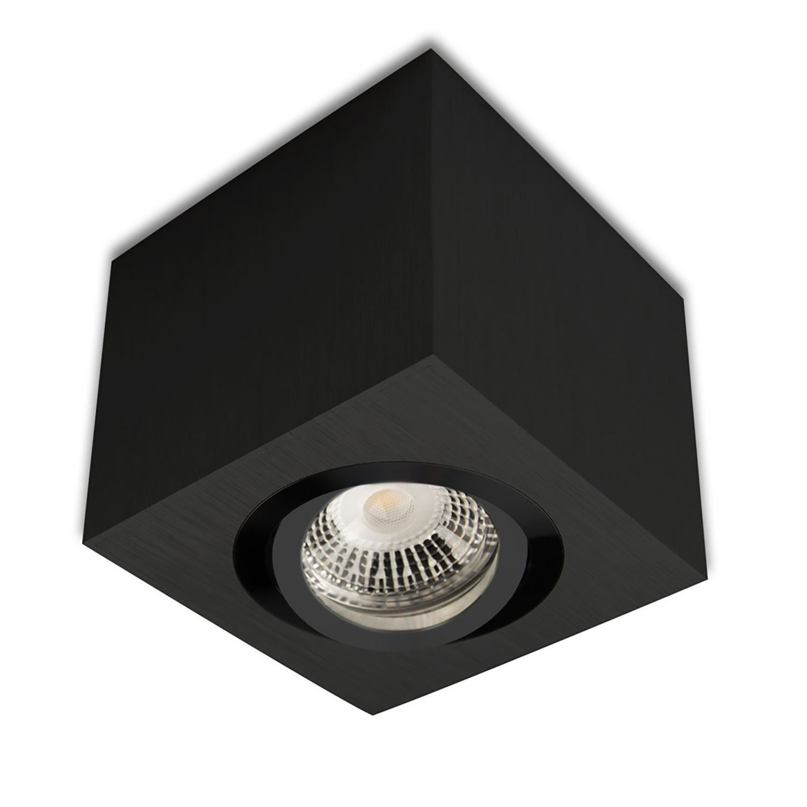 Isoled Deckenaufbauleuchte eckig, GU10 Sockel, Alu schwarz, ohne Leuchtmittel