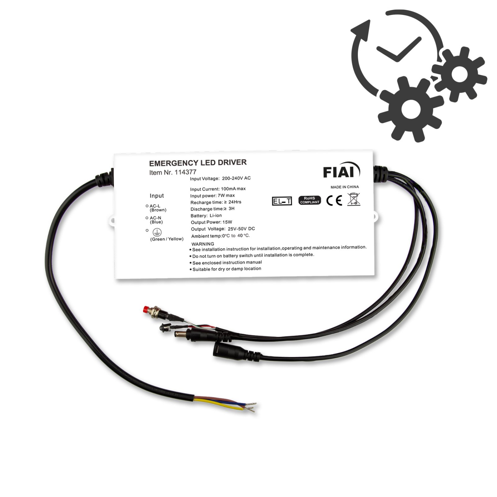 Isoled Erweitung Notlicht, Upgrade, mit Li-Ion 2600mAh Akku, 15W (25-50V DC)