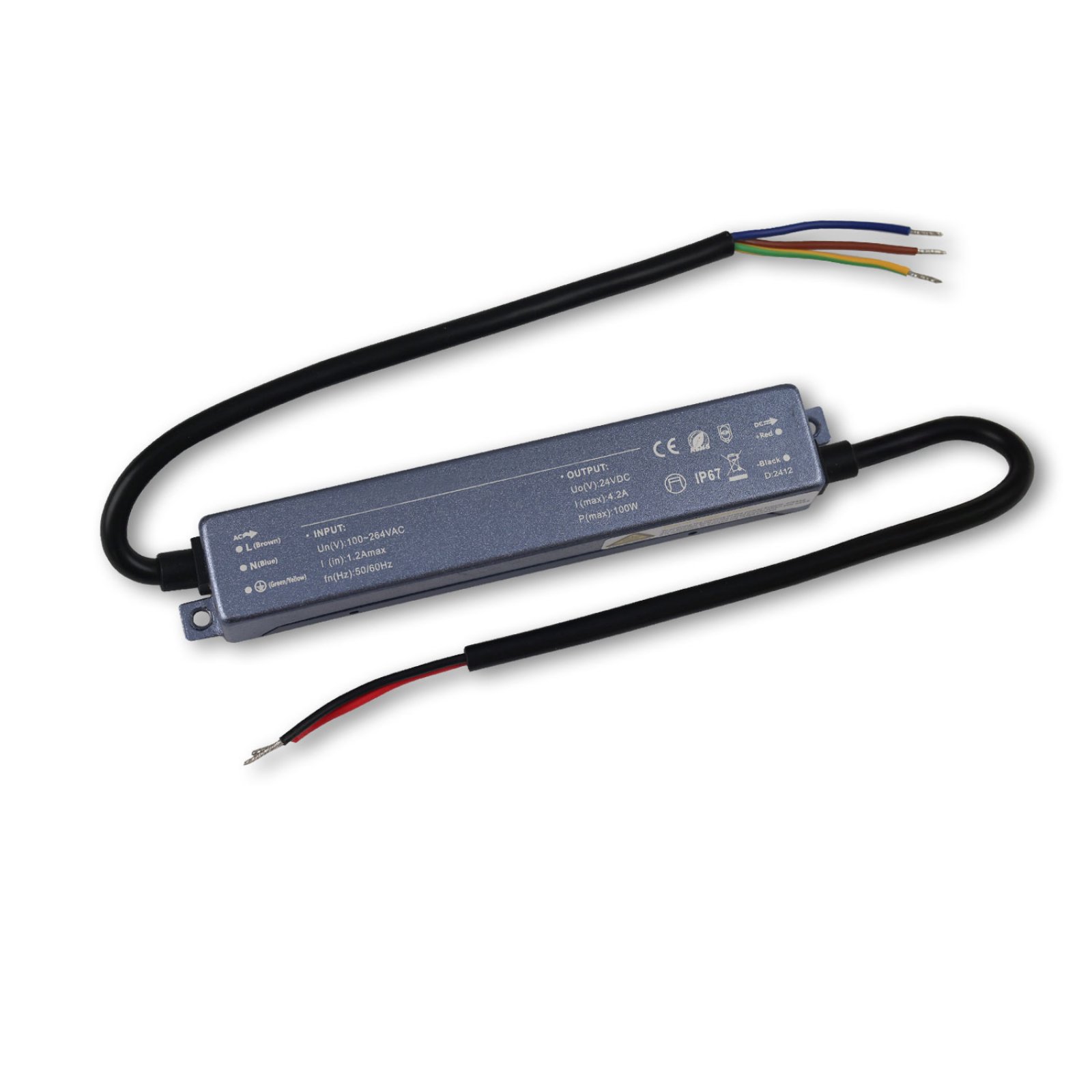 Isoled LED Trafo, Netzger�t 24V/DC, max.100-max.400W, Au�enbereich IP67, ultraflach