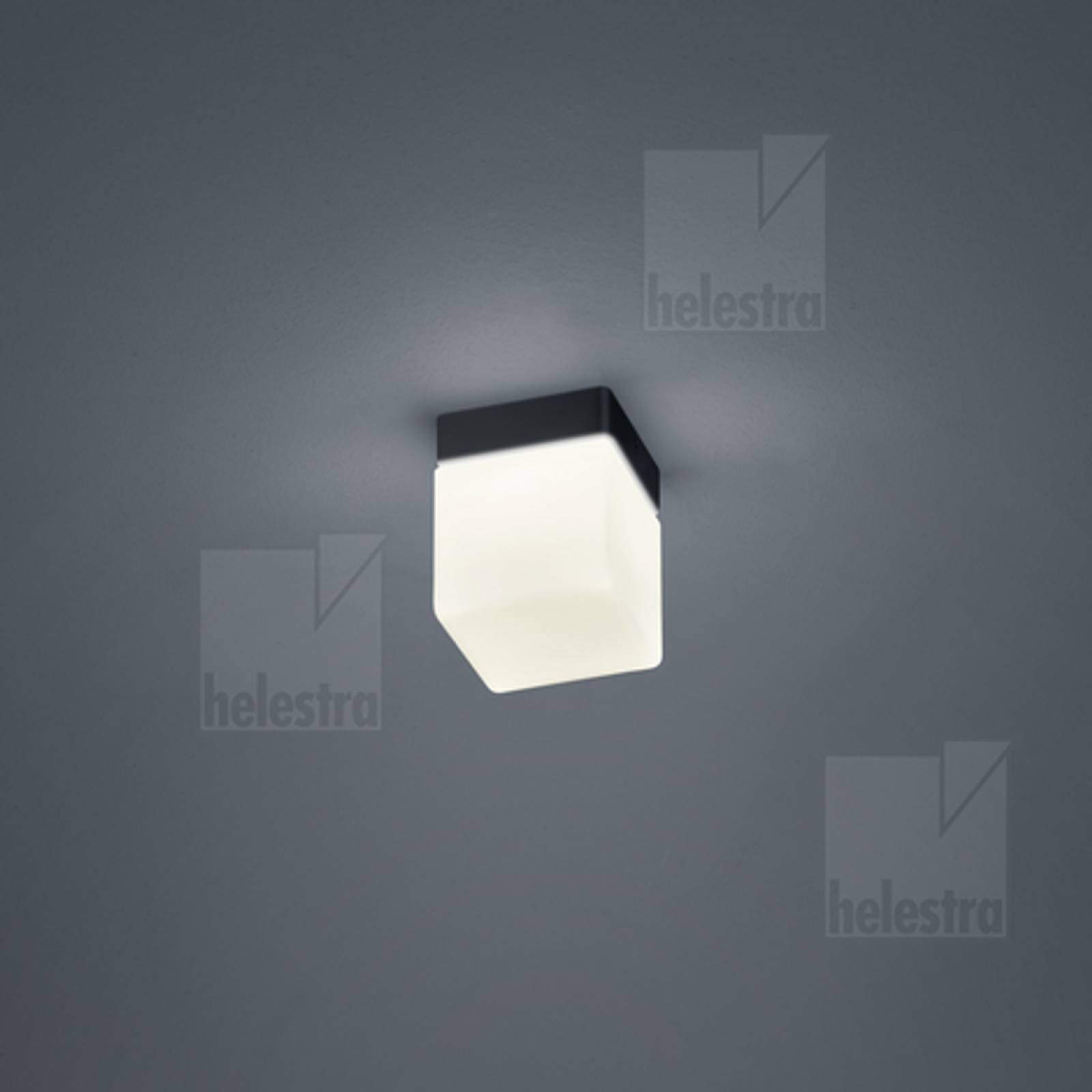 KETO Glas Deckenaufbauleuchte LED 6W, IP44 schwarz, 10x10cm, warmwei�