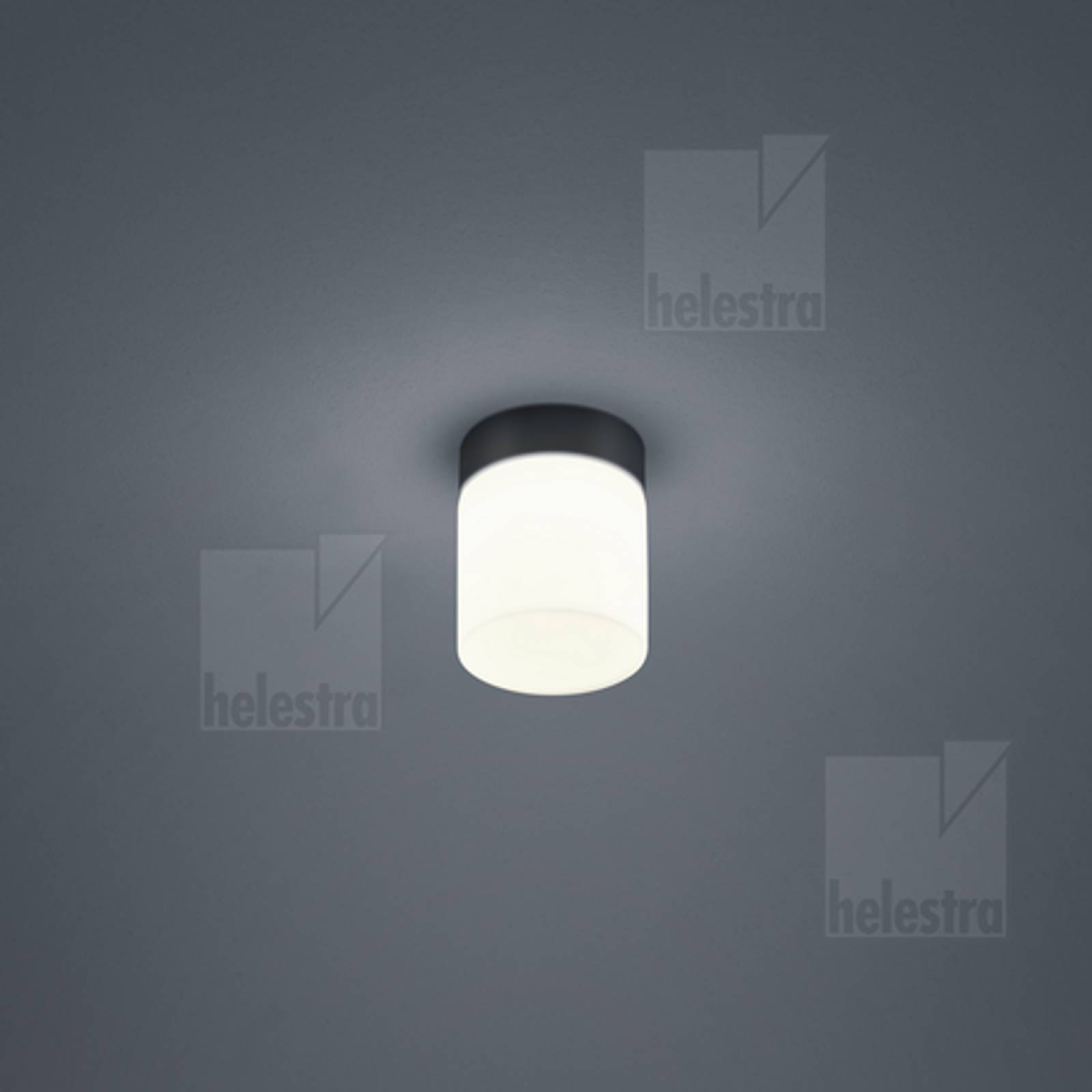 KETO Glas Deckenaufbauleuchte LED 6W, IP44 schwarz, rund �10cm, warmwei�